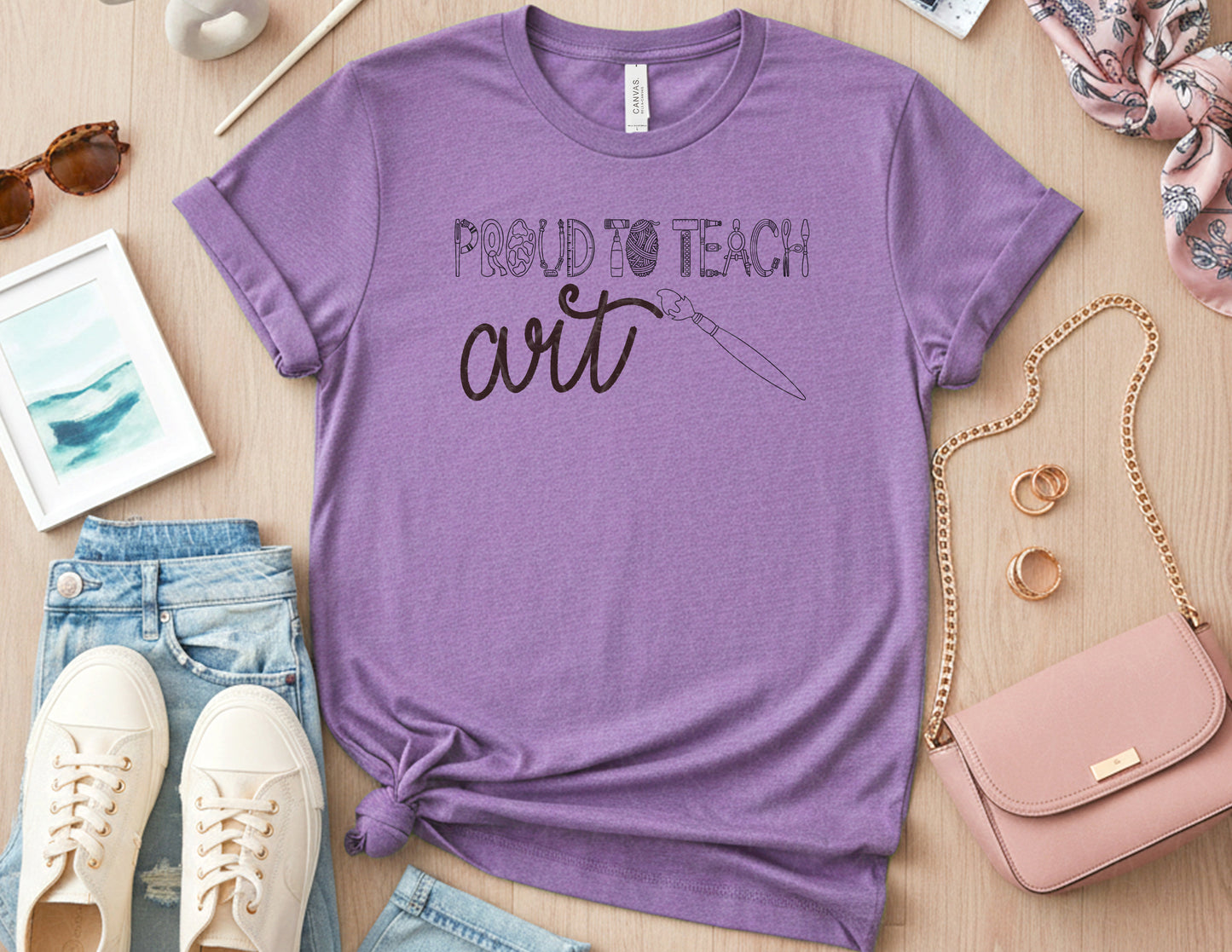 Proud to Teach Art Shirt (Black Graphic)