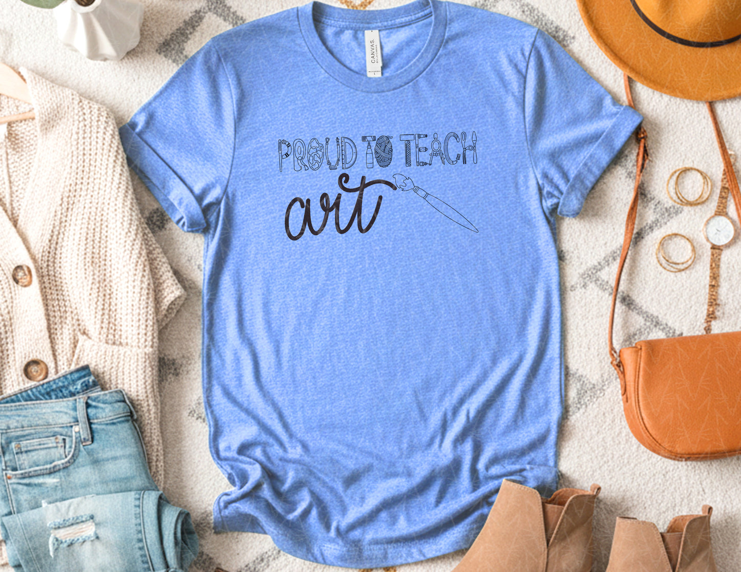 Proud to Teach Art Shirt (Black Graphic)