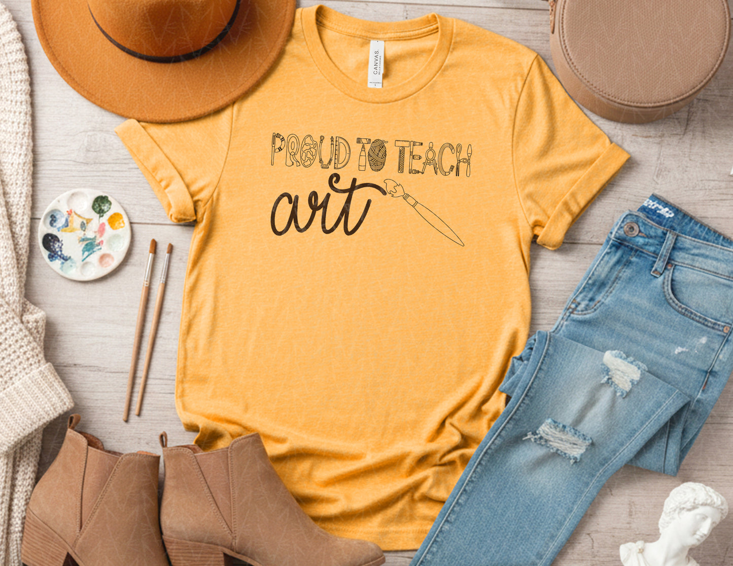 Proud to Teach Art Shirt (Black Graphic)