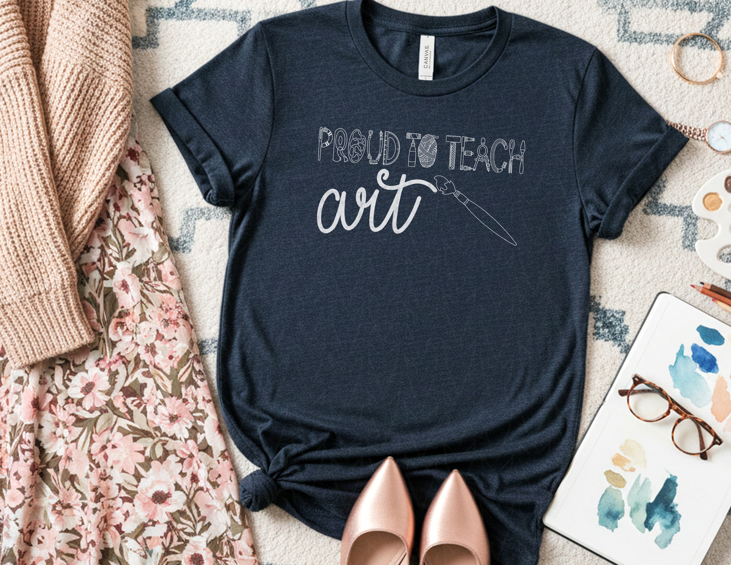 Proud to Teach Art Shirt (White Graphic)