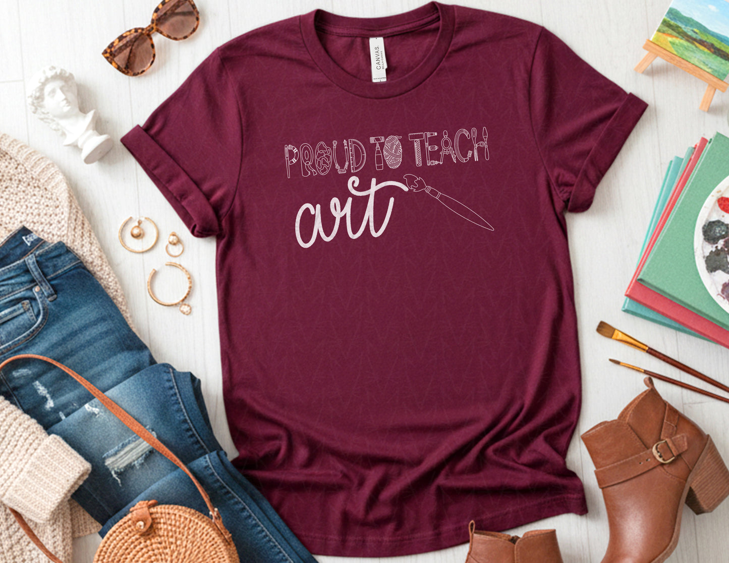 Proud to Teach Art Shirt (White Graphic)