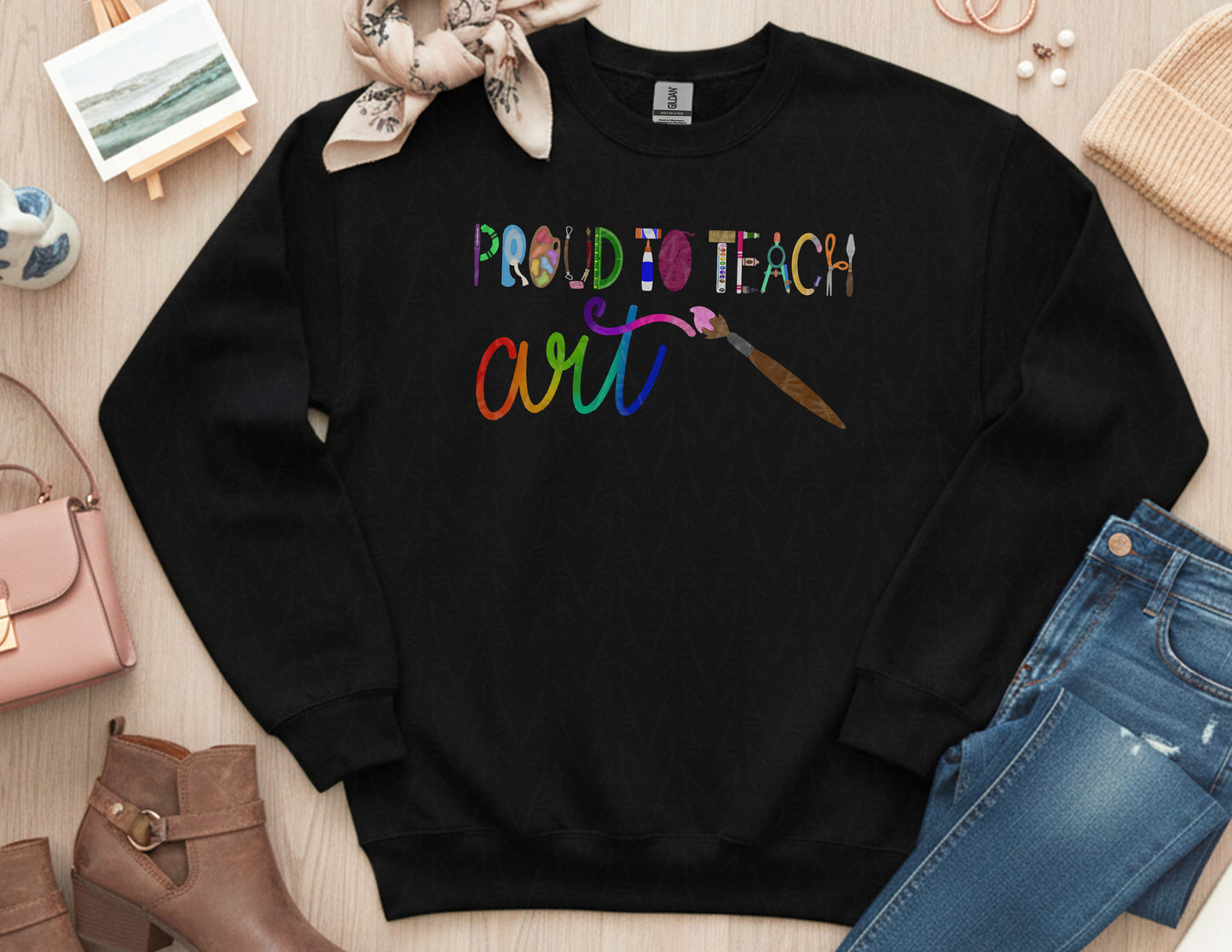 Proud to Teach Art Sweatshirt (Color Graphic)