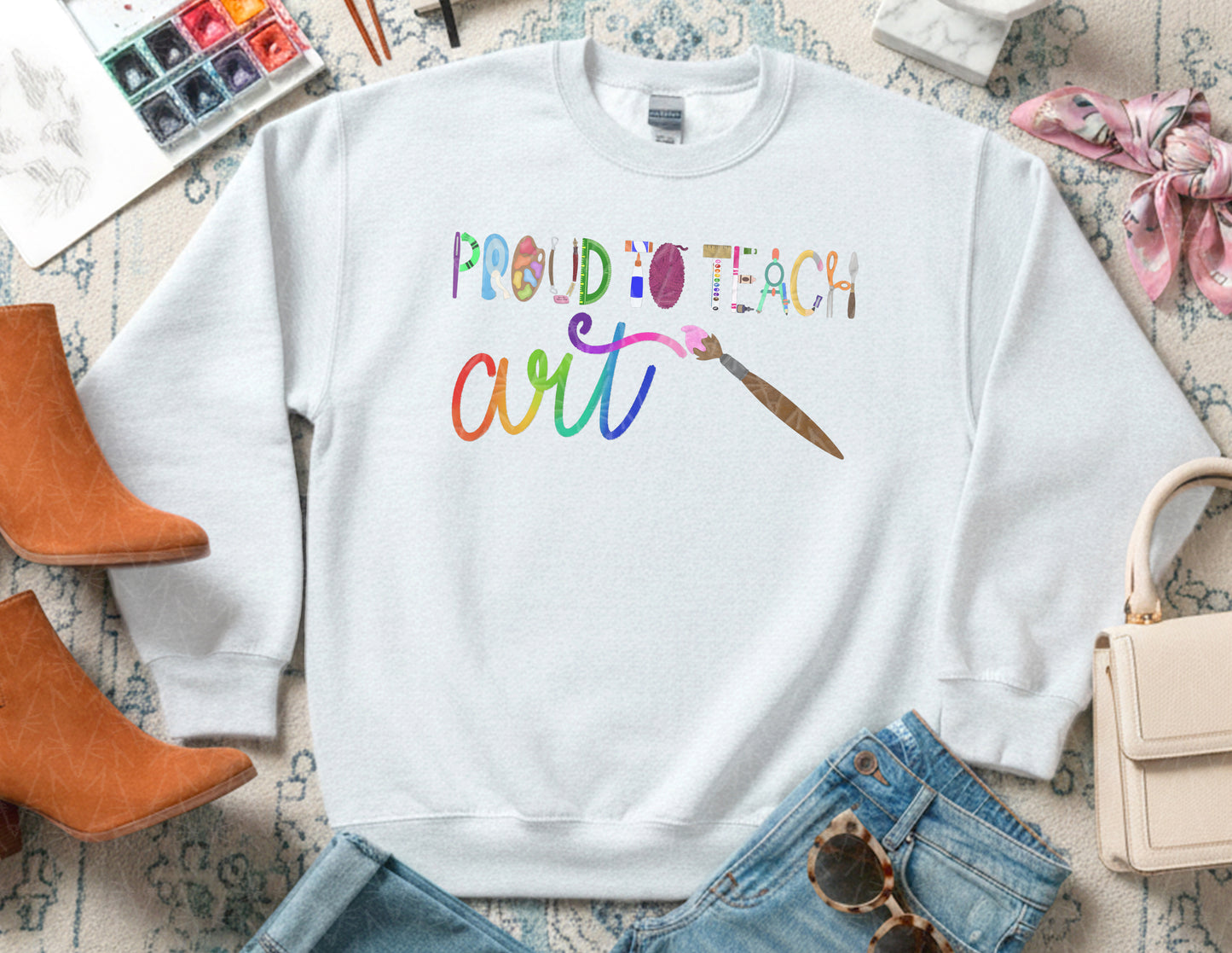 Proud to Teach Art Sweatshirt (Color Graphic)