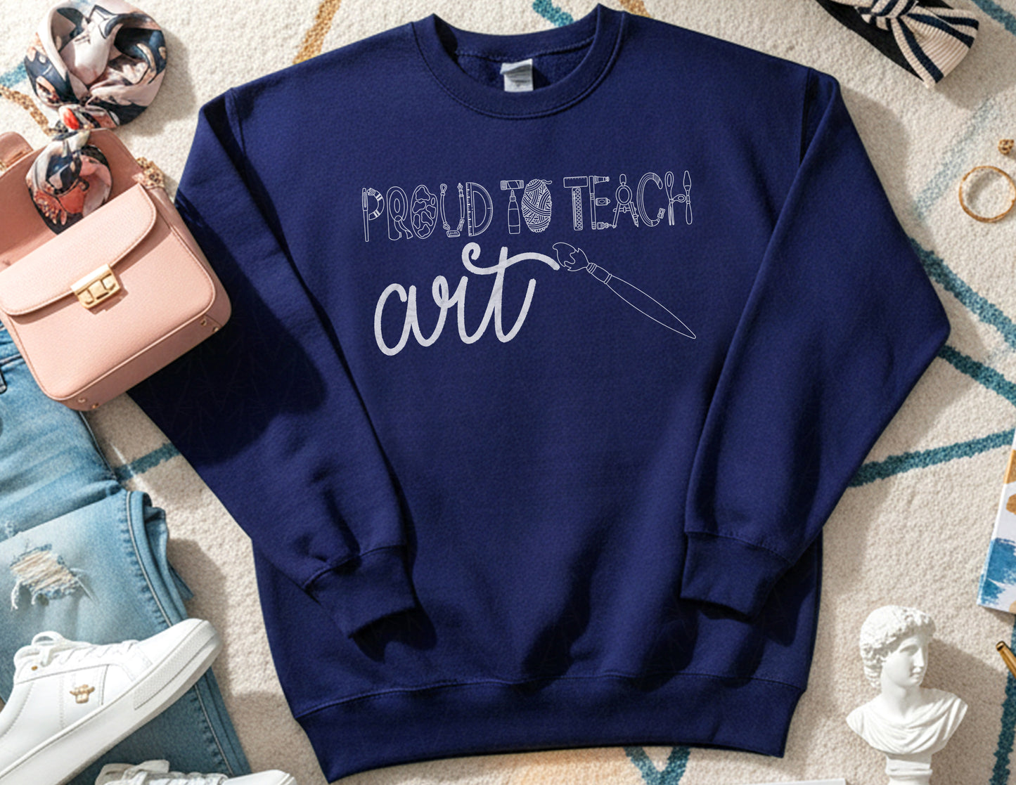 Proud to Teach Art Sweatshirt (White Graphic)