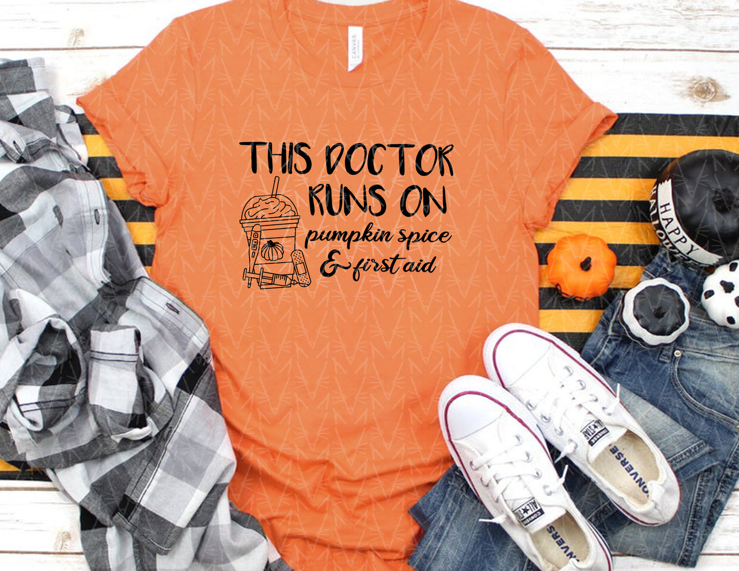 This Doctor Runs on Pumpkin Spice Shirt (Black Graphic)