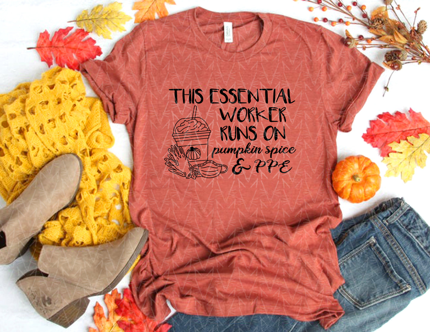 This Essential Worker Runs on Pumpkin Spice Shirt (Black Graphic)