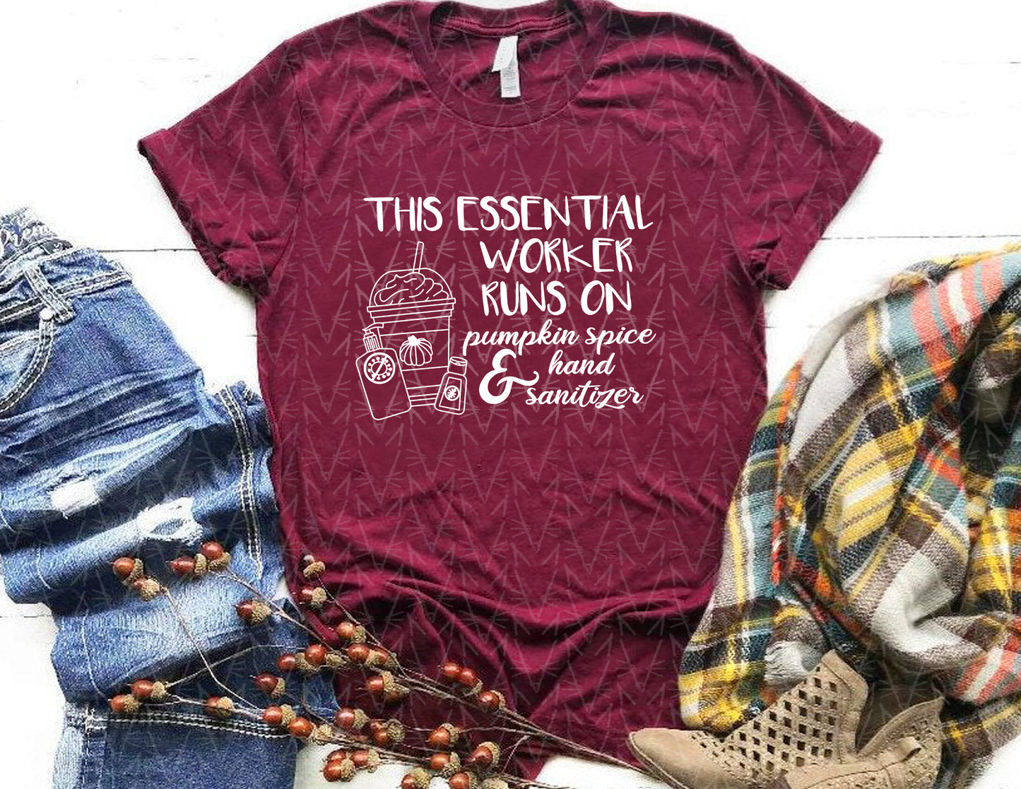 This Essential Worker Runs on Pumpkin Spice Shirt (White Graphic)