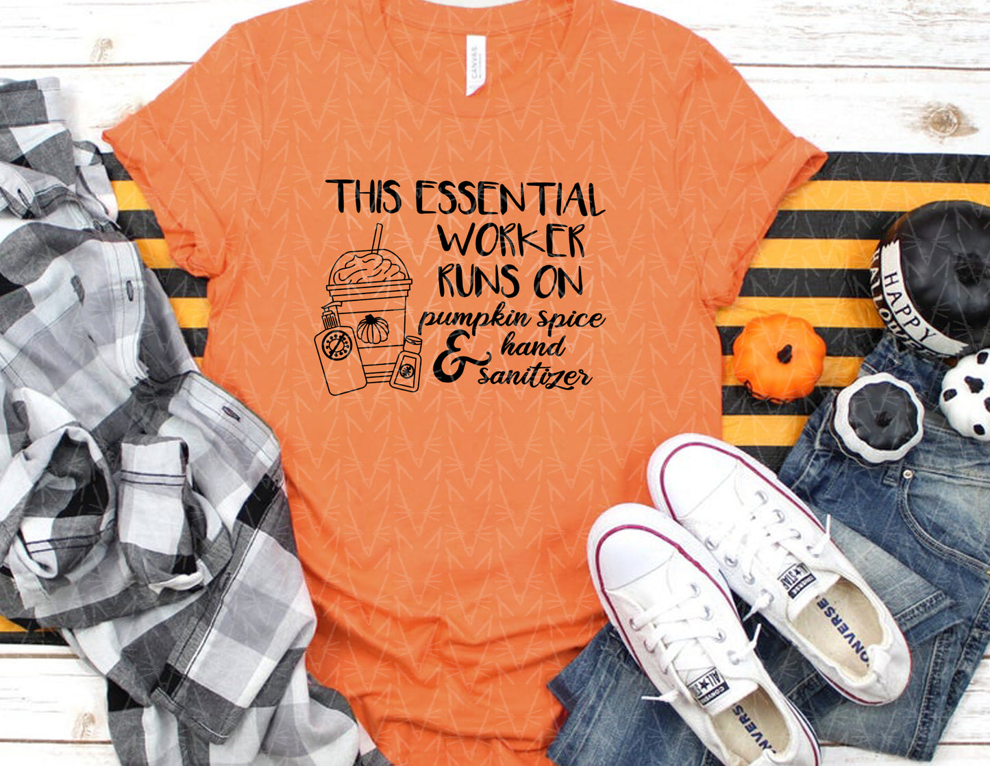 This Essential Worker Runs on Pumpkin Spice Shirt (Black Graphic)