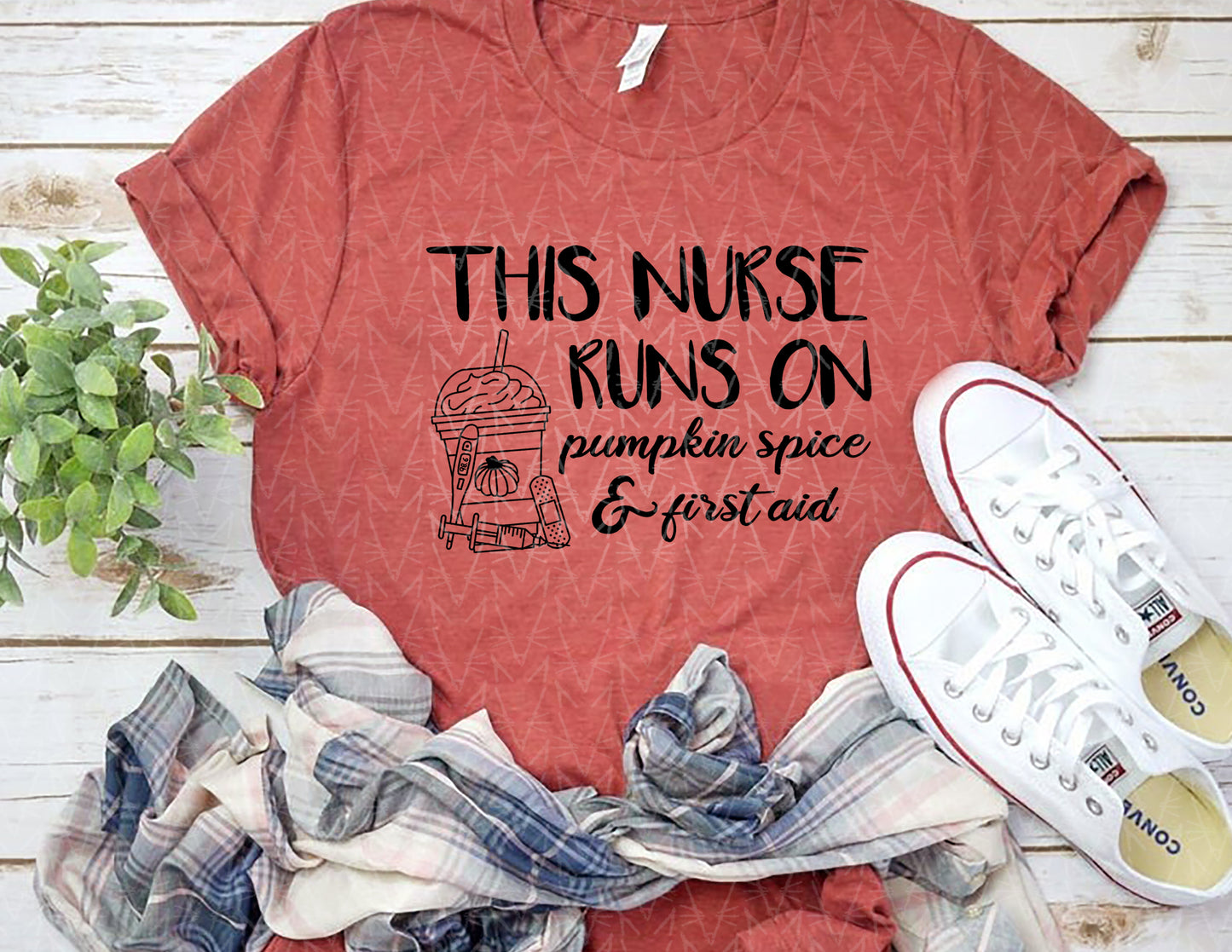 This Nurse Runs on Pumpkin Spice Shirt (Black Graphic)