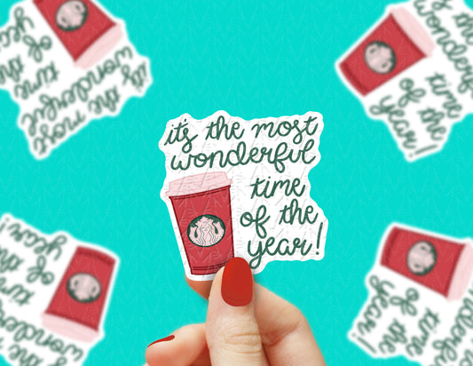 Wonderful Red Coffee Cup Sticker