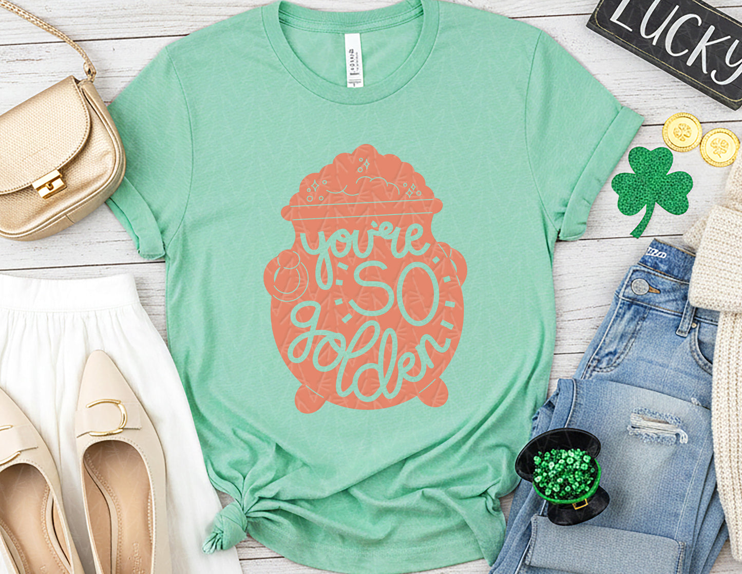 You're So Golden Shirt (Solid Coral Graphic)